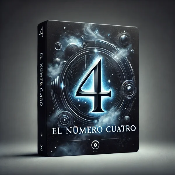 DALL·E 2025-03-19 11.22.36 - A captivating audiobook cover titled 'El Número Cuatro'. The design features a mysterious and elegant aesthetic with a deep blue and black color schem El numero 4-Felisa Moreno Ortega