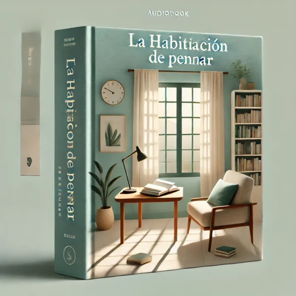 DALL·E 2025-03-19 11.58.23 - An audiobook cover titled 'La Habitación de Pensar'. The design features a calming and introspective aesthetic. The background is a soft sky blue or m La Habitación de Pensar